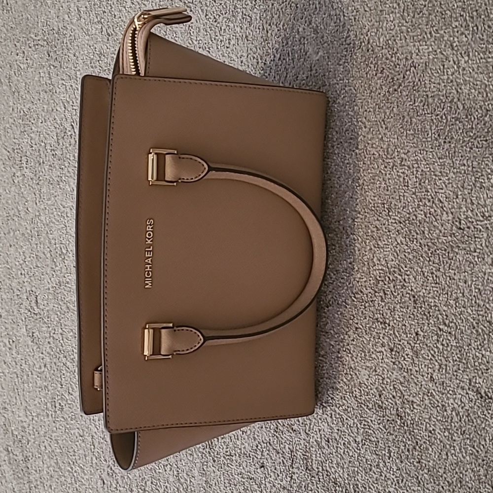 Tan Michael Kors leather tote bag